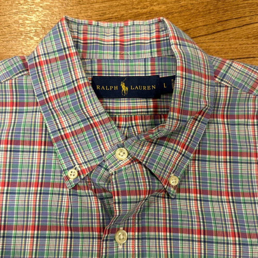 Ralph Lauren Plaid Button Down Men's Shirt, sz. L